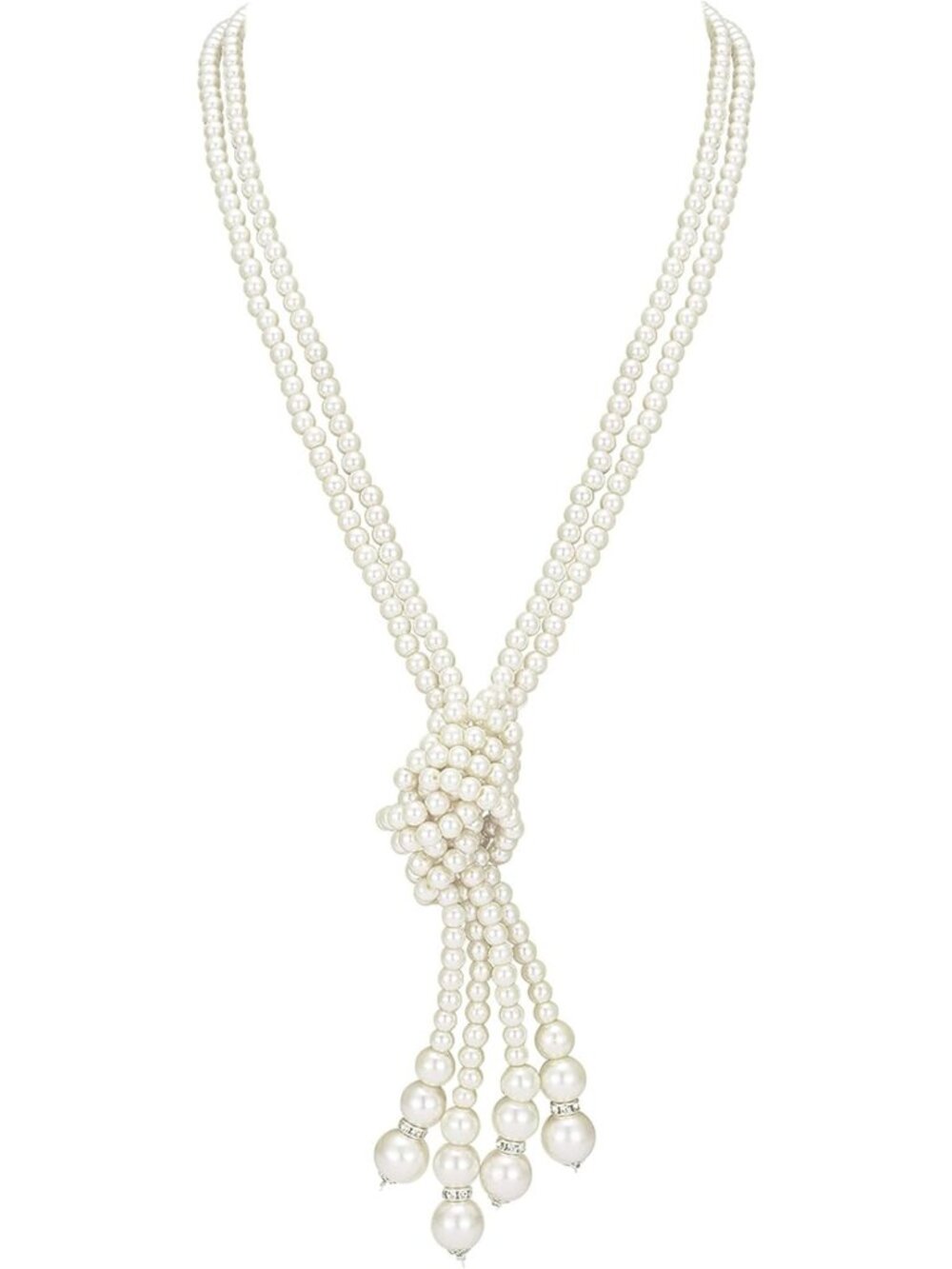 Elegant Long Faux Pearl Necklace Set for Women - 2 Piece Gatsby-Inspired Jewelry